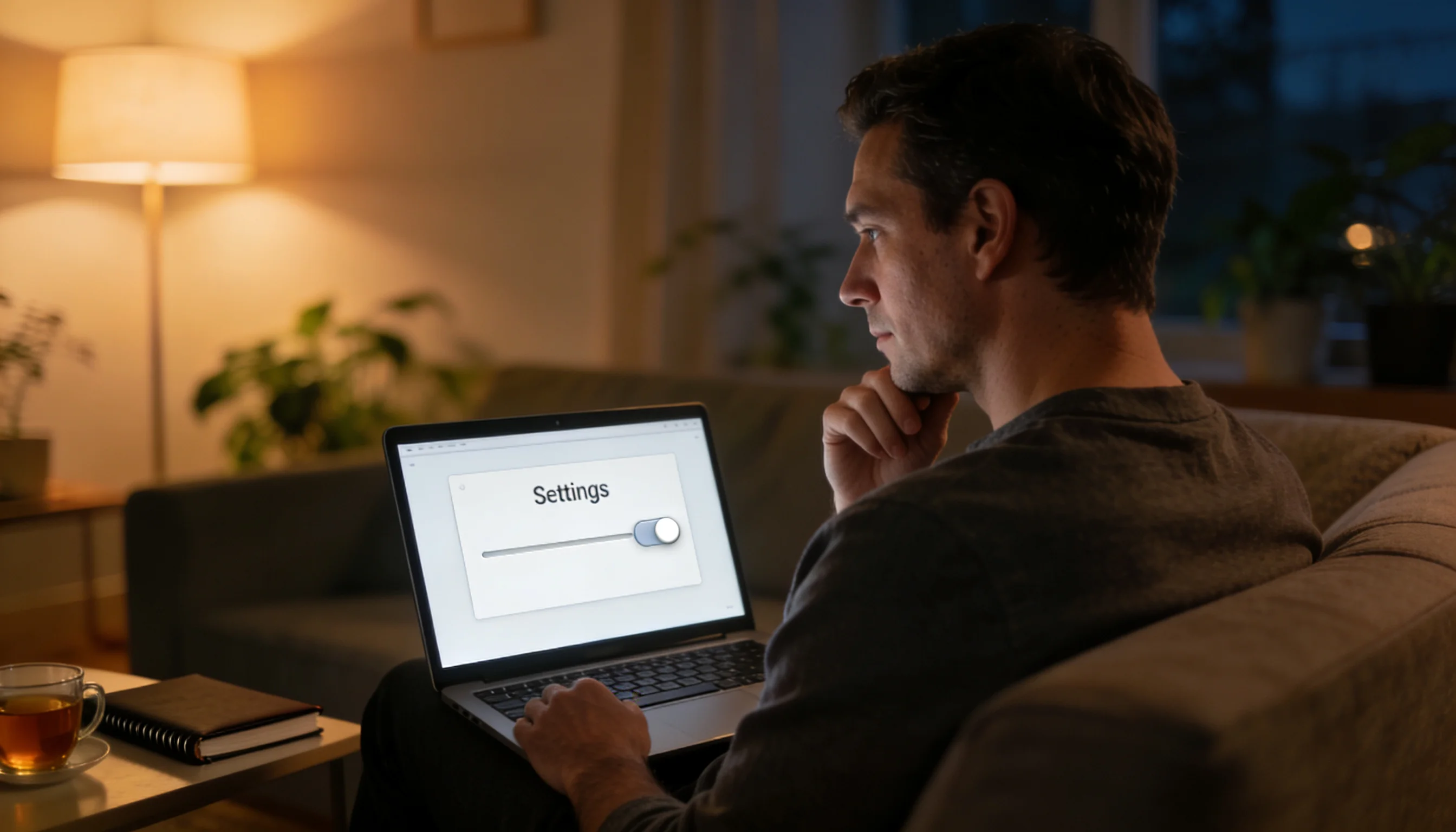 Persoon plaatst zelf een limiet in op een sportwed-app op een laptop